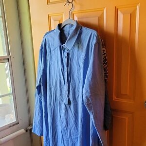 Women's Blue Long-Sleeve Maxi Dress